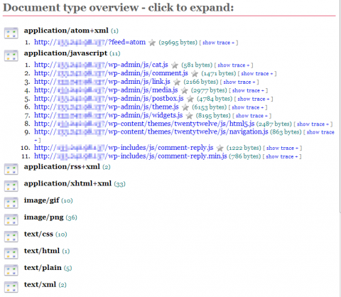 図4 「Document type overview」ではWebサイトが返すドキュメントのタイプが表示される