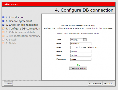 図4 「Configure DB connection」画面