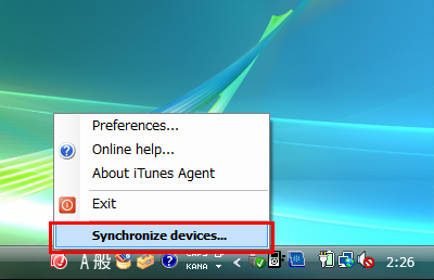 図13 通知領域のアイコンを右クリックし「Synchronize devices」を選ぼう