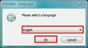 図4 言語選択画面では「English」を選んで「OK」をクリックする