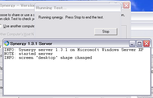 図9 サーバーをテスト起動したときのデバッグウィンドウ。「Running Test...」のダイアログの「Stop」を押すとサーバーが止まり、もう一度設定し直すことができる。