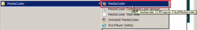 スタートメニューの「MediaCoder」－「MediaCoder」からMediaCoderを起動できる