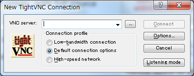 図36 VNCクライアント（TightVNC Viewer）を起動し、IPアドレスを指定して「Connect」をクリックする