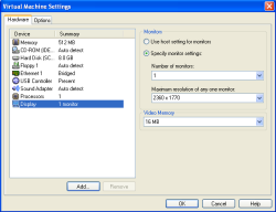 VM hardware dialog in VM Workstation 6 beta